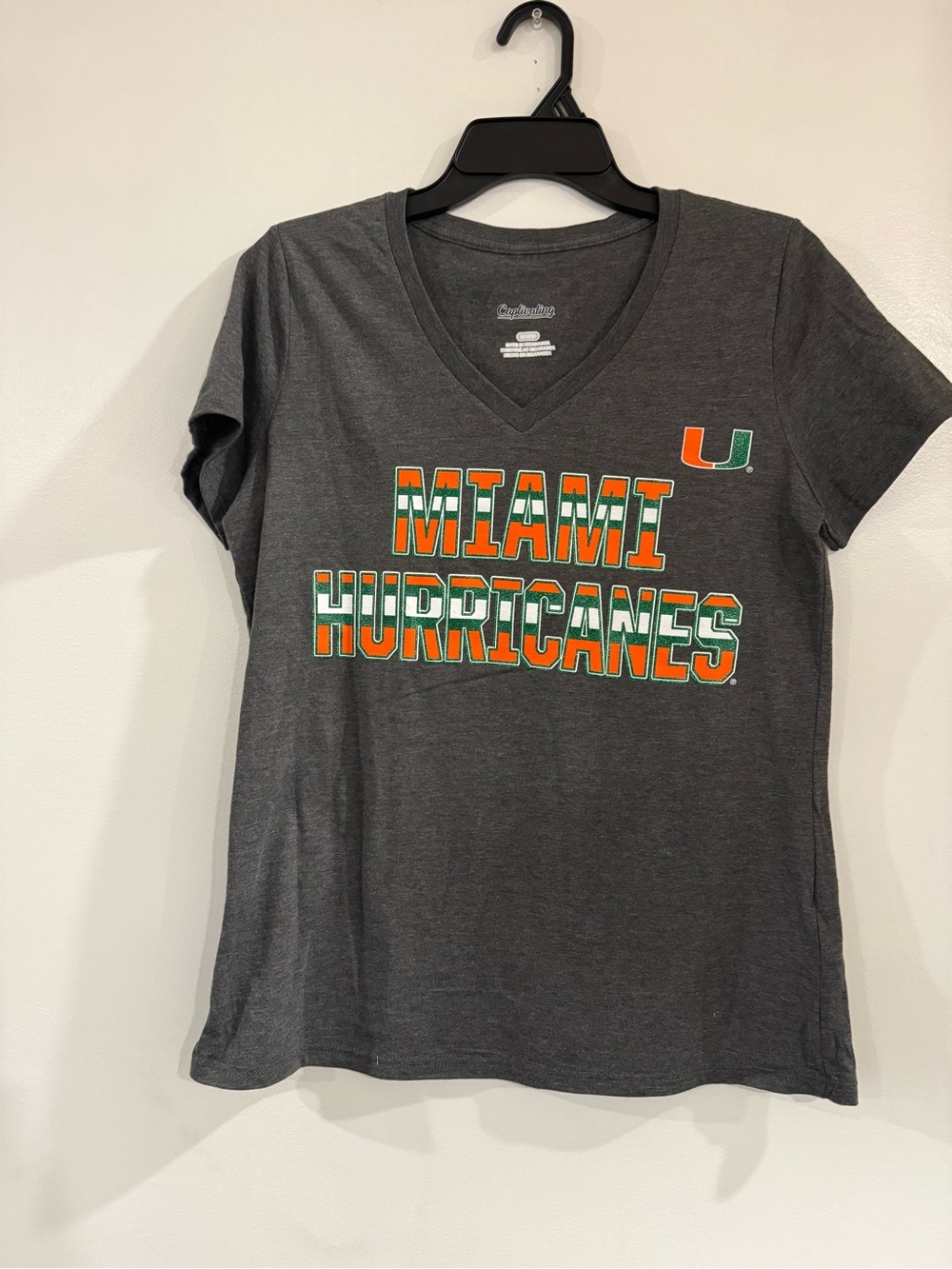 Miami Hurricanes Women's Gray V-Neck Teen